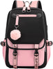 "Stylish and Functional Teenage Girls' Backpack with USB Charge Port - Perfect for School and Outdoor Adventures (21 Liters, White Black)"