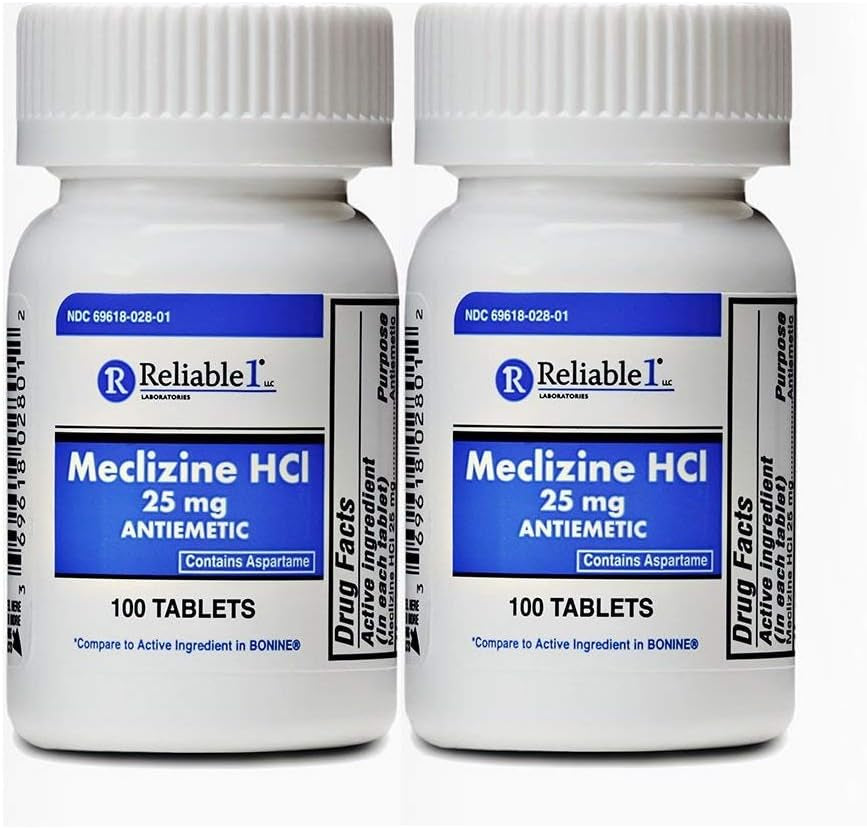 Reliable-1 Laboratories Meclizine HCL 25Mg 100 Tablets (1 Bottle)