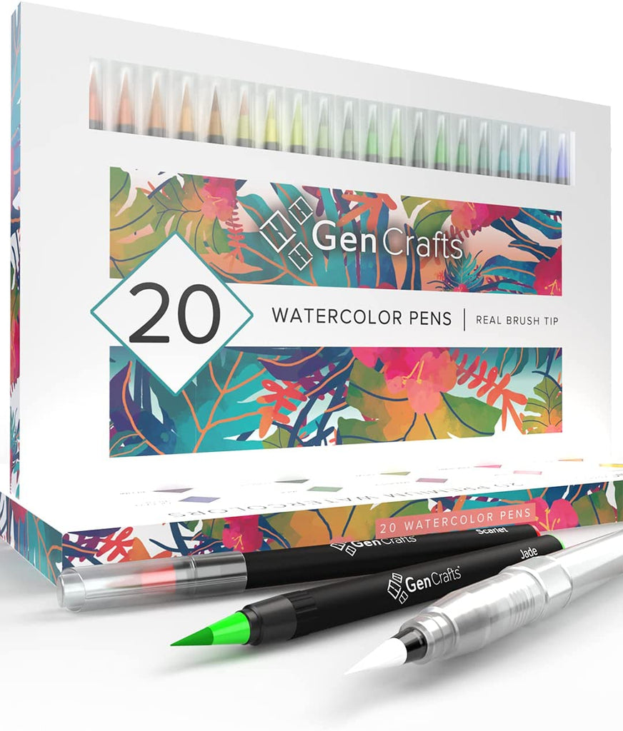 "Create Stunning Watercolor Artwork with Gencrafts Watercolor Brush Pens - 20 Vibrant Premium Colors - Mess-Free Storage - Easy to Clean - Perfect for On-the-Go Painting"