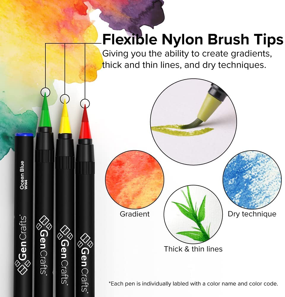 "Create Stunning Watercolor Artwork with Gencrafts Watercolor Brush Pens - 20 Vibrant Premium Colors - Mess-Free Storage - Easy to Clean - Perfect for On-the-Go Painting"