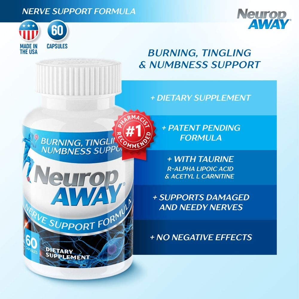 Neuropaway Nerve Support Formula Pain Relief | 60 Capsules Nerve Pain Relief, Pain Relief for Feet, for Burning Numbness Pain in Legs and Feet Vitamin Supplement