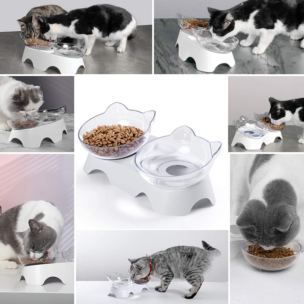 MILIFUN Cat Food Bowls Elevated Tilted, anti Vomiting Orthopedic Kitty Bowls for Puppy and Bunny, Indoor Cats.