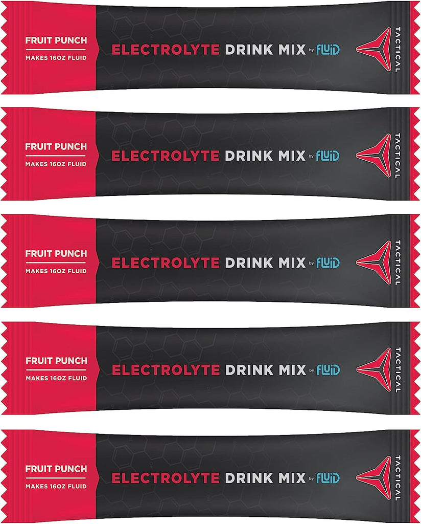 "Fluid Tactical Electrolyte Powder Packets - Stay Hydrated, Boost Performance, and Beat Cramps with Low-Sugar Electrolyte Drink Mix (Variety Pack)"