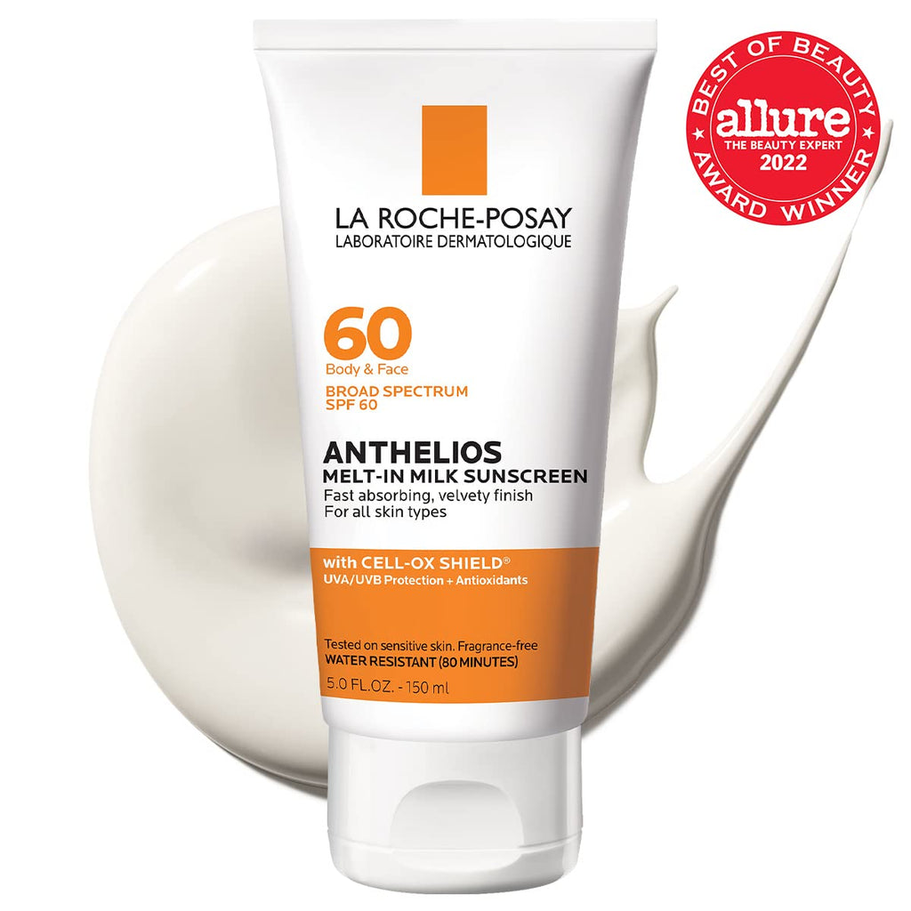 La Roche-Posay Anthelios Melt-In Milk Body & Face Sunscreen SPF 60, Oil Free Sunscreen for Sensitive Skin, Sport Sunscreen Lotion, Sun Protection & Sun Skin Care, Oxybenzone Free