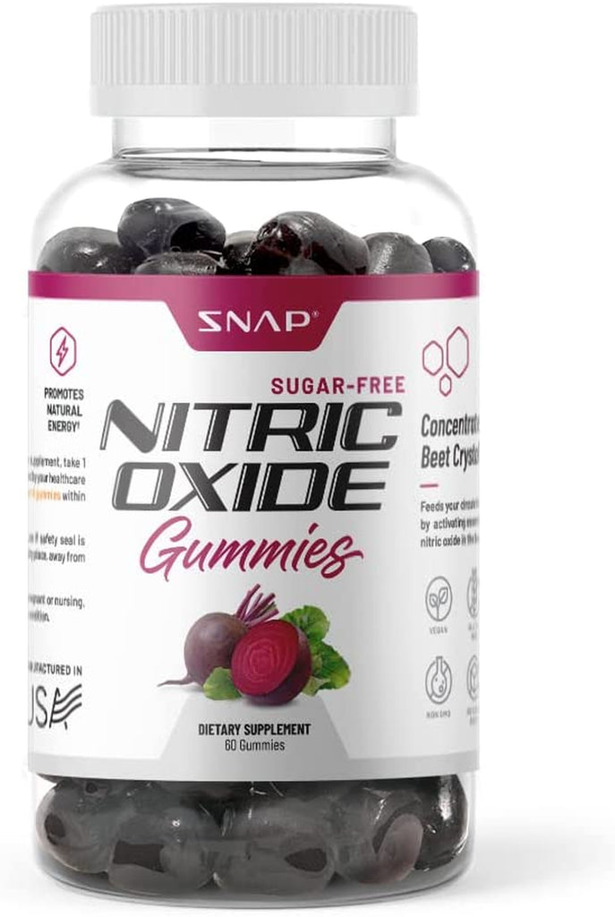 Sugar Free Nitric Oxide Beet Root Gummies - Heart Health, Energy Boost, Circulation, Blood Pressure Support Supplements, Beet Root Chewables, Beetroot Nitric Oxide Booster (60 Gummies)