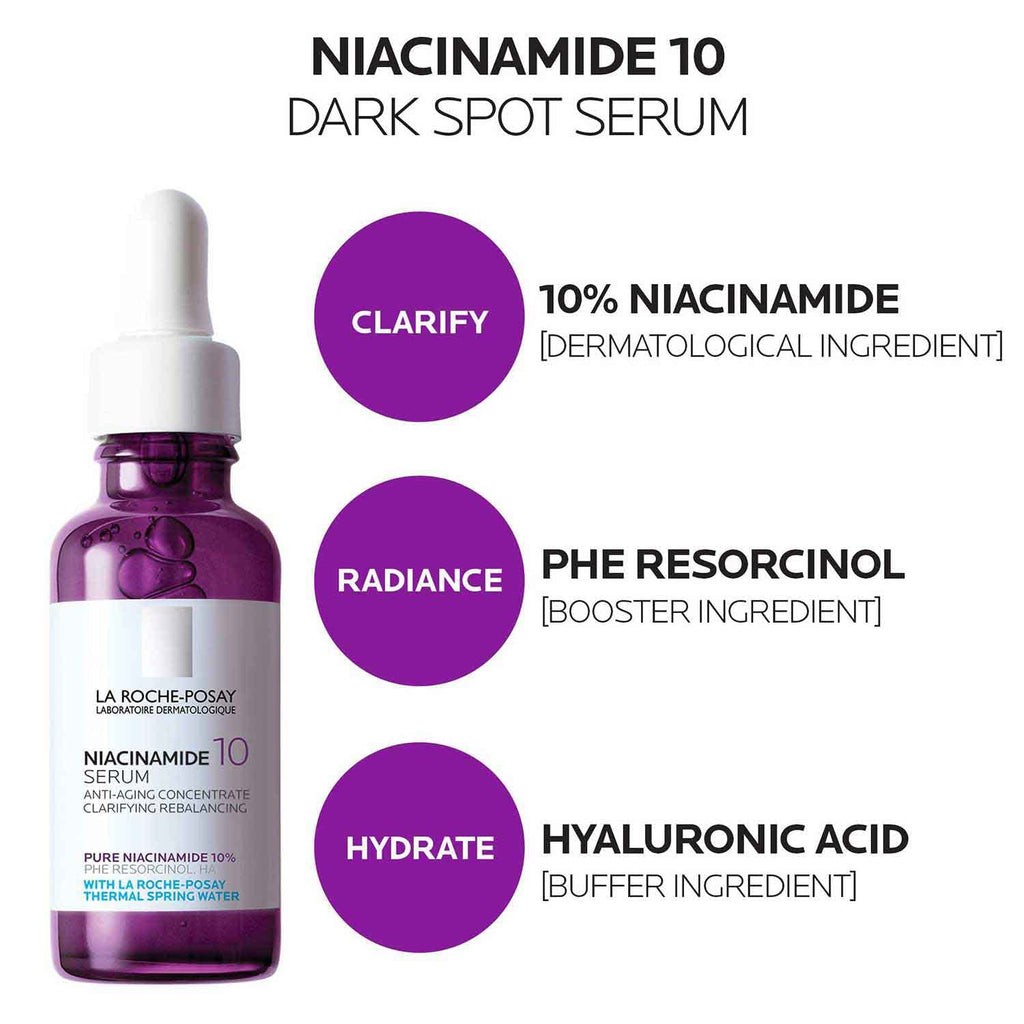 La Roche Posay Niacinamide 10 Face Serum, Brightening and Anti-Aging Facial Serum with 10% Niacinamide, Reduces the Look of Dark Spots, Discoloration, and Uneven Skin Tone - Free & Fast Delivery - Free & Fast Delivery