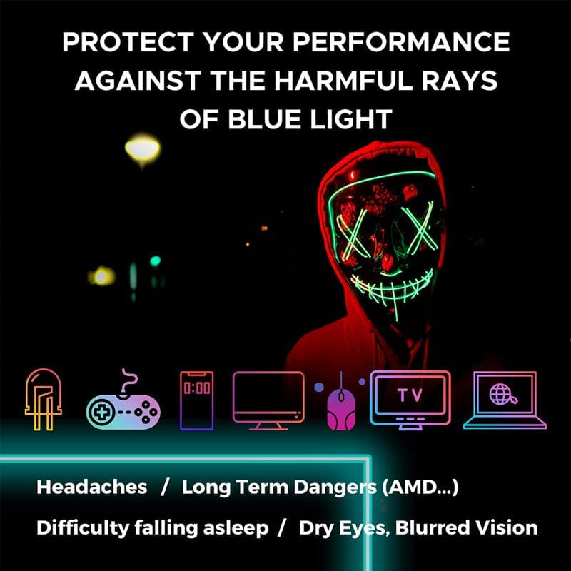 "Ultimate Gaming Glasses: Enhanced Blue Light Blocking Technology for Maximum Eye Protection and Gaming Performance - Unisex Design"