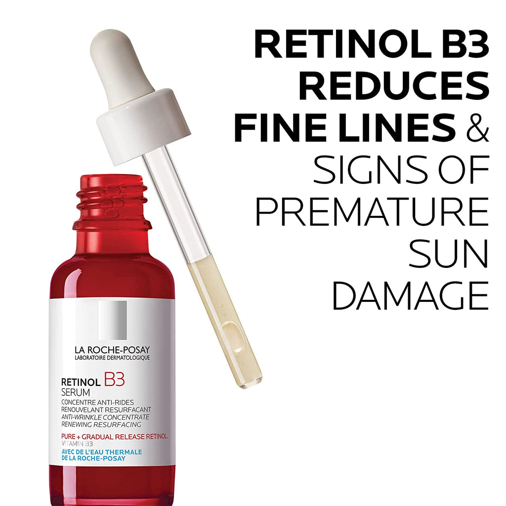 La Roche-Posay Pure Retinol Face Serum with Vitamin B3. anti Aging Face Serum for Lines, Wrinkles & Premature Sun Damage to Resurface & Hydrate. Suitable for Sensitive Skin, 1.0 Fl. Oz - Free & Fast Delivery - Free & Fast Delivery