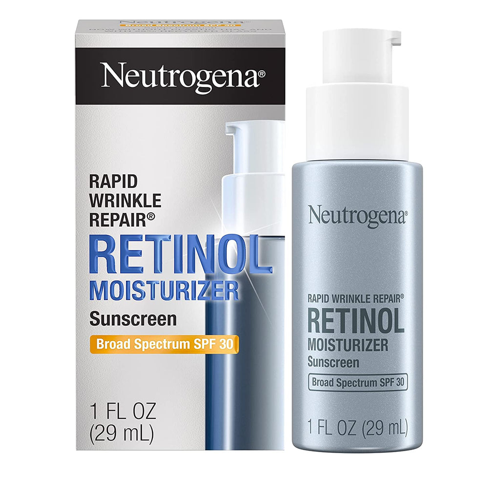 Neutrogena Rapid Wrinkle Repair Retinol Face Moisturizer with SPF 30 Sunscreen, Daily Anti-Aging Face Cream with Retinol & Hyaluronic Acid to Fight Fine Lines, Wrinkles, & Dark Spots, 1 Fl. Oz