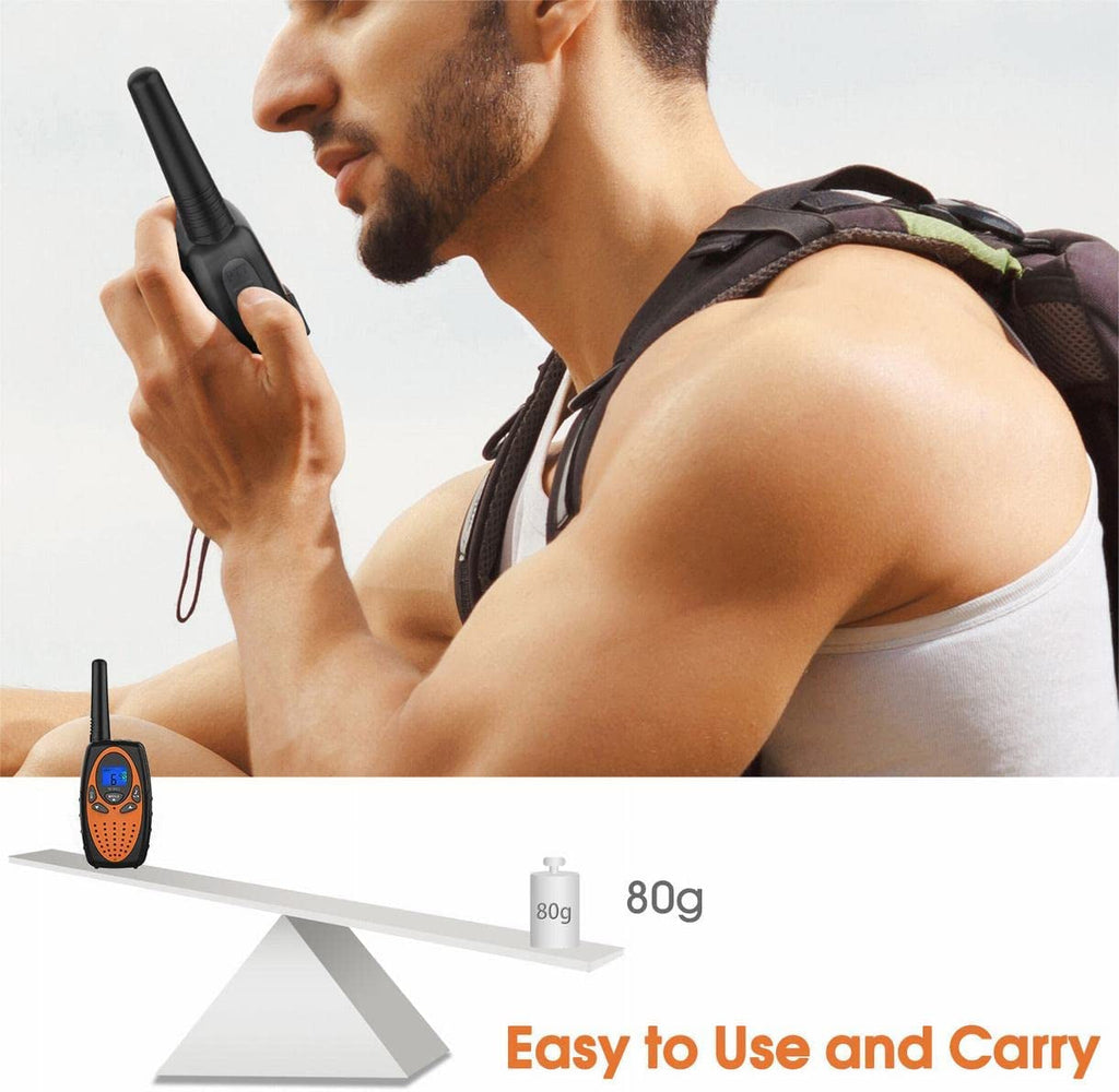 "Adventure Ready: Topsung M880 FRS Walkie Talkie Set - Long Range, Hands-Free, Noise Cancelling - Perfect for Adults, Women, Kids - Ideal for Camping, Hiking, Cruises - Vibrant Orange 2-in-1 Design!"