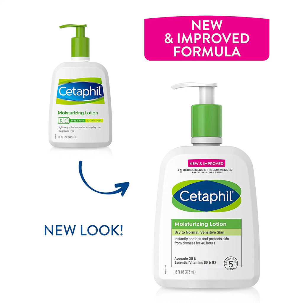 Cetaphil Body Moisturizer by CETAPHIL, Hydrating Moisturizing Lotion for All Skin Types, Suitable for Sensitive Skin, NEW 16 Oz Pack of 2, Fragrance Free, Hypoallergenic, Non-Comedogenic - New on Holiocare