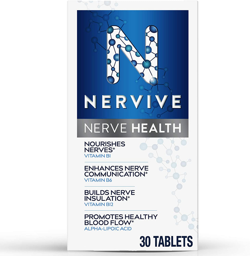 Nervive, Nerve Health for Nerve Support, Alpha Lipoic Acid, ALA, Vitamins B1, B6, B12, Healthy Nerve Function in Fingers, Hands, Toes, and Feet, 30 Day Supply, 30 Tablets