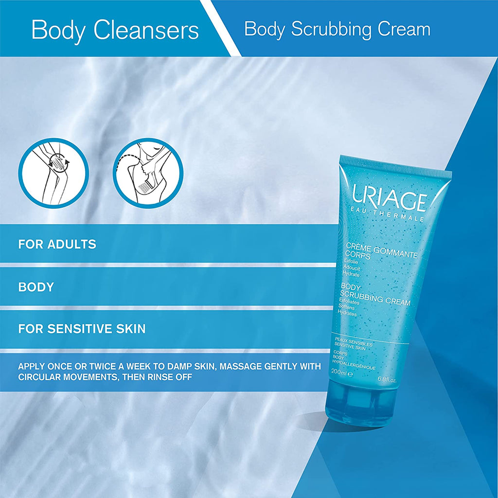 URIAGE Body Scrubbing Cream 6.8 Fl.Oz. | High-Tolerance Exfoliating Treatment That Effectively Eliminates Dead Skin While Softening and Hydrating | Scrub for All Skin Types, Sensitive Ones - Free & Fast Delivery
