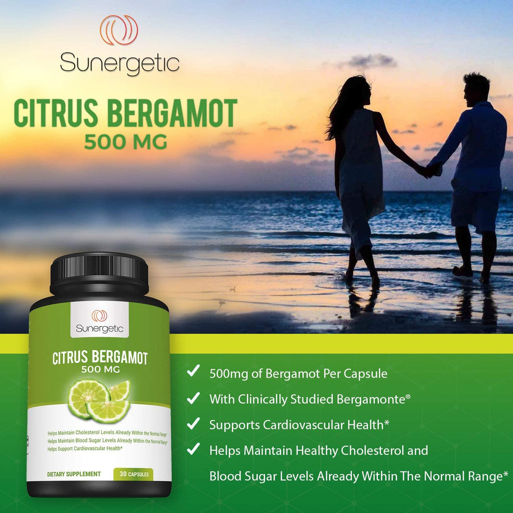 Sunergetic Bergamot Capsules–Formulated with Organic Bergamot Extract–Clinically Studied Bergamonte® to Support Healthy Cholesterol Levels within Normal Range–30 Citrus Bergamot Capsules - Free & Fast Delivery