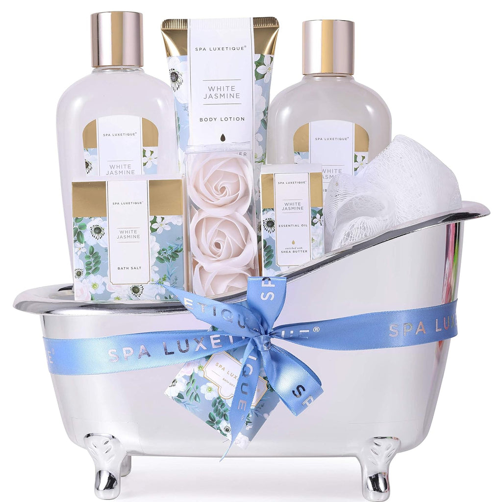 "Lavender Bliss: Luxurious Spa Gift Basket for Women - Pamper Yourself with Spa Luxetique's Lavender Bath Set, Including Bath Salt, Bubble Bath Lotion, and More! Perfect for Birthdays, Christmas, or Just Because!"
