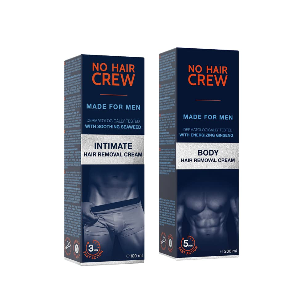 No Hair Crew Intimate/Private at Home Hair Removal Cream for Men - Painless, Flawless, Soothing Depilatory for Unwanted Coarse Male Body Hair, 100Ml