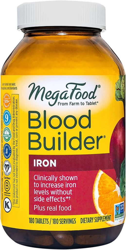 Megafood Blood Builder - Iron Supplement Shown to Increase Iron Levels without Nausea or Constipation - Energy Support with Iron, Vitamin B12, and Folic Acid - 90 Tablets