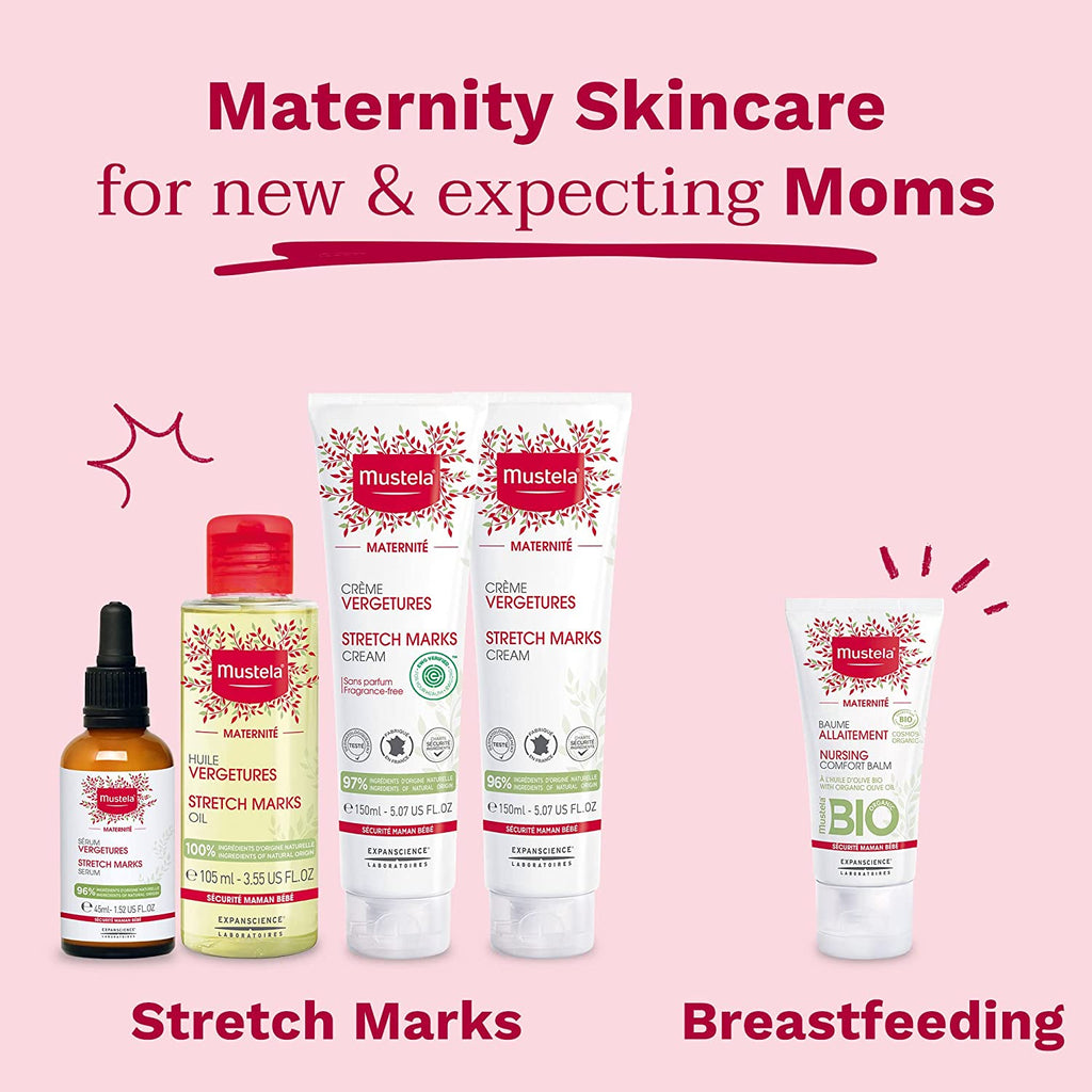 Mustela Maternity Stretch Marks Recovery Serum for Pregnancy - with Natural Avocado & Maracuja Oil - Fragrance-Free & EWG Verified - 1.52 Fl. Oz