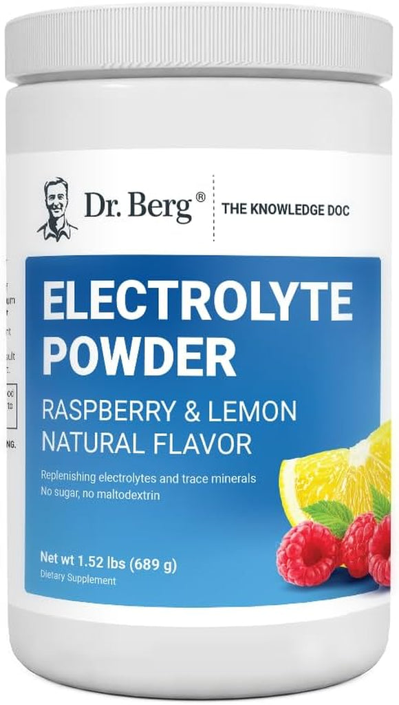 "Dr. Berg Hydration Keto Electrolyte Powder - Boosted with Potassium & Real Pink Himalayan Salt - Refreshing Raspberry Lemon Flavor - Ultimate Hydration Drink Mix - 100 Servings"