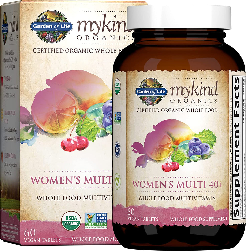 Garden of Life Mykind Organics Vitamins for Women 40+, Womens Multi 40+, Vegan over 40, Hormone & Breast Health Support Blend, Whole Food Womens Multivitamin, 60 Tablets - Free & Fast Delivery