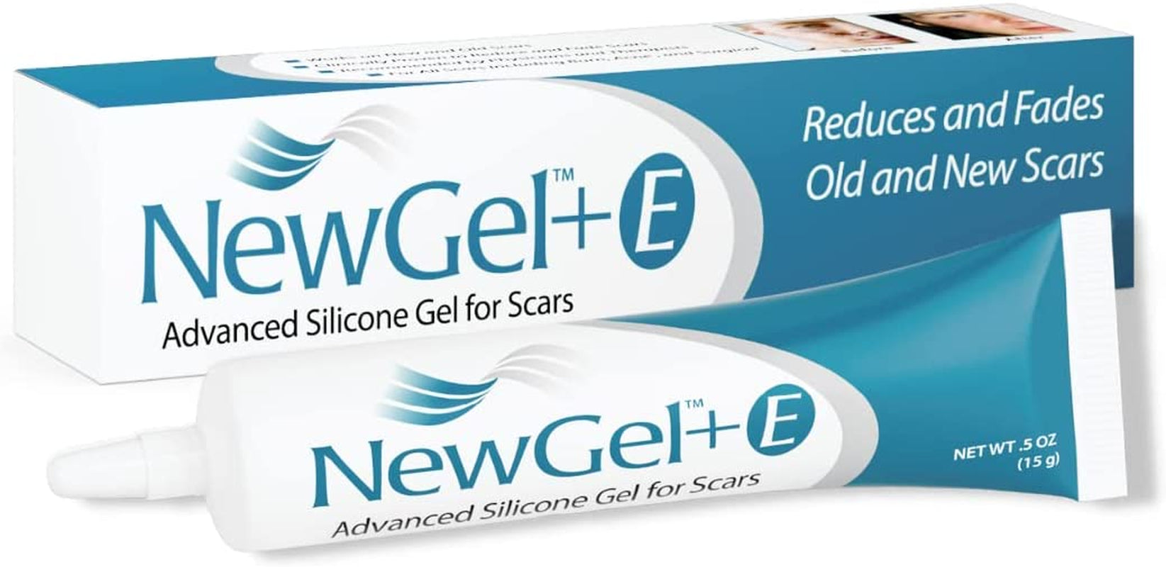Newgel+E Advanced Silicone Scar Treatment Gel for OLD and NEW Scars W Vitamin E, for Surgery, Injury, Keloids, Burns, and Facial Blemish Scars (15 Grams)