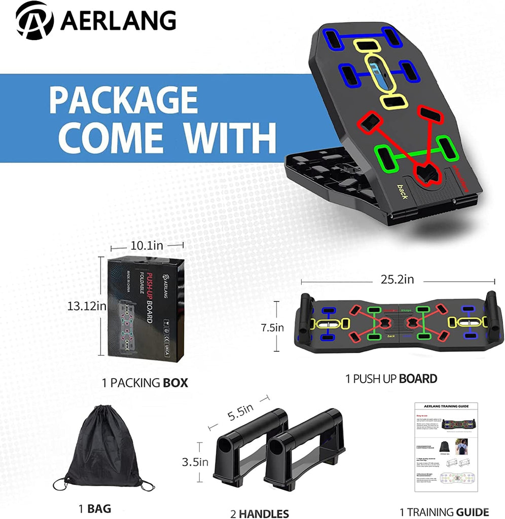"Get Ripped with the AERLANG Push up Board - The Ultimate Portable 10 in 1 Push up Bar for Maximum Strength Training!"
