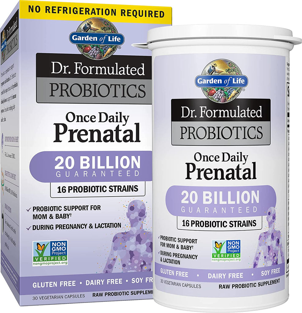 Garden of Life - Dr. Formulated Probiotics Once Daily Prenatal - Acidophilus and Bifidobacteria Probiotic Support for Mom and Baby - Gluten, Dairy, and Soy-Free - 30 Vegetarian Capsules - Free & Fast Delivery
