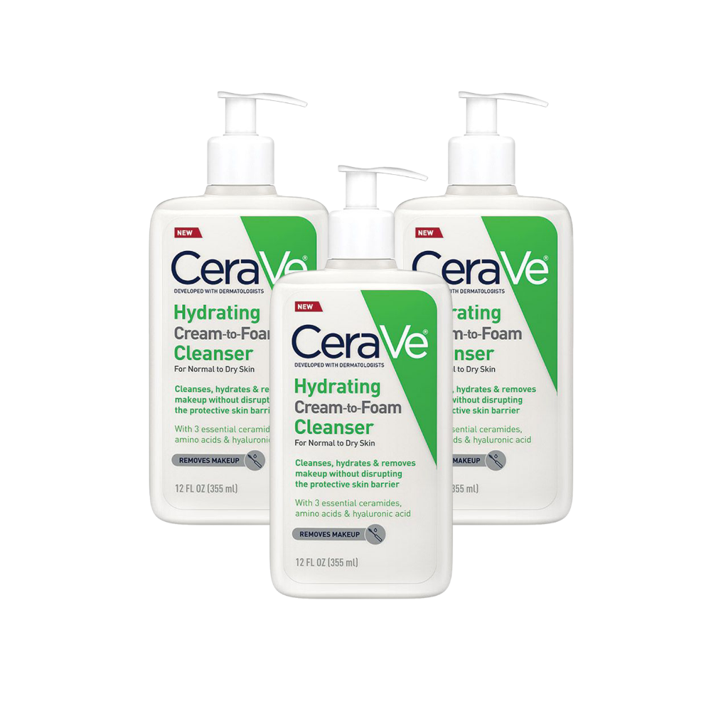 CeraVe Hydrating Cream-to-Foam Cleanser, Makeup Remover & Face Wash, with Hyaluronic 12 fl. oz /354ml