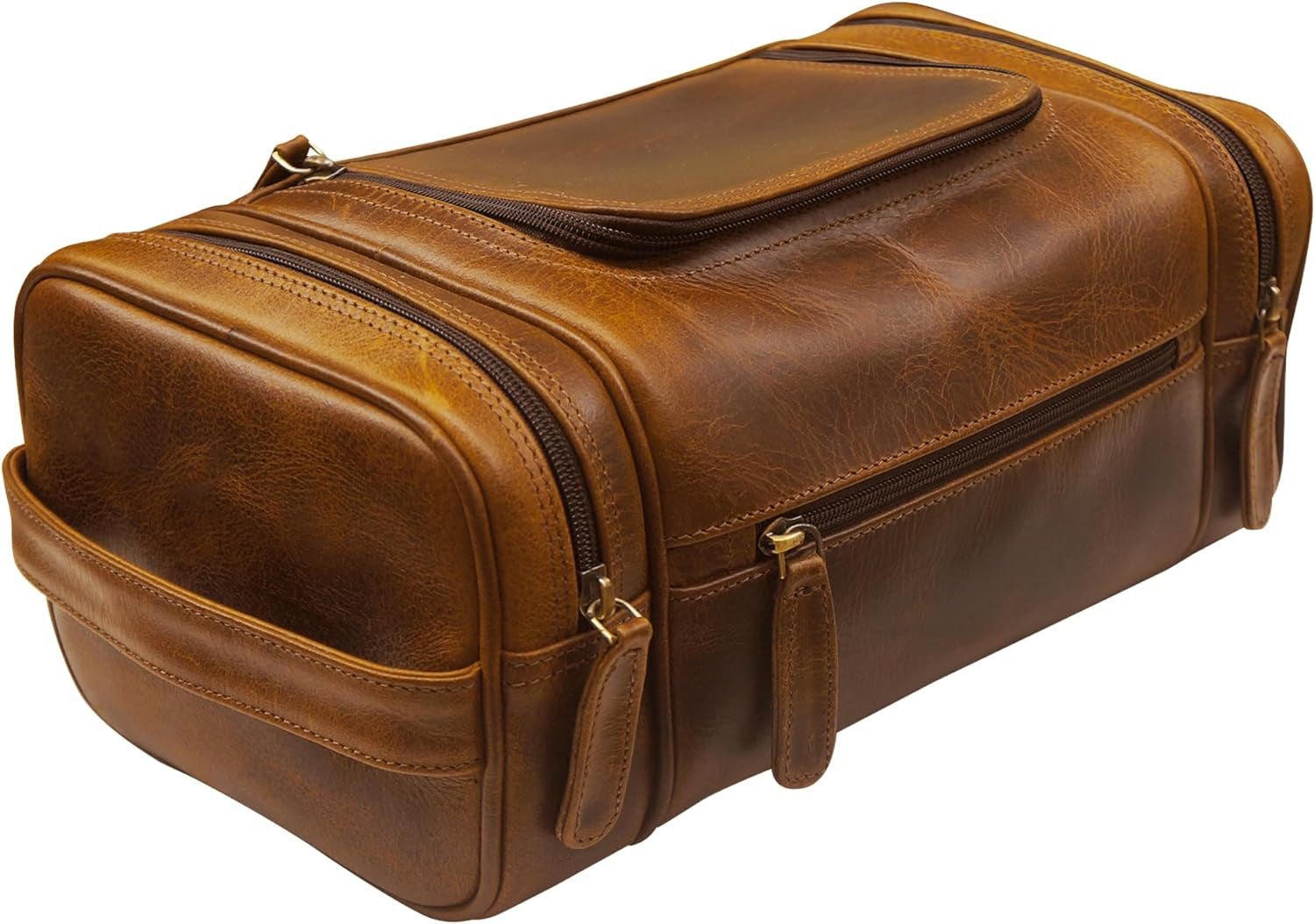 "Luxurious Leather Toiletry Bag - Stylish Dopp Kit for Men and Women - Ultimate Travel Companion for Toiletries and Shaving"