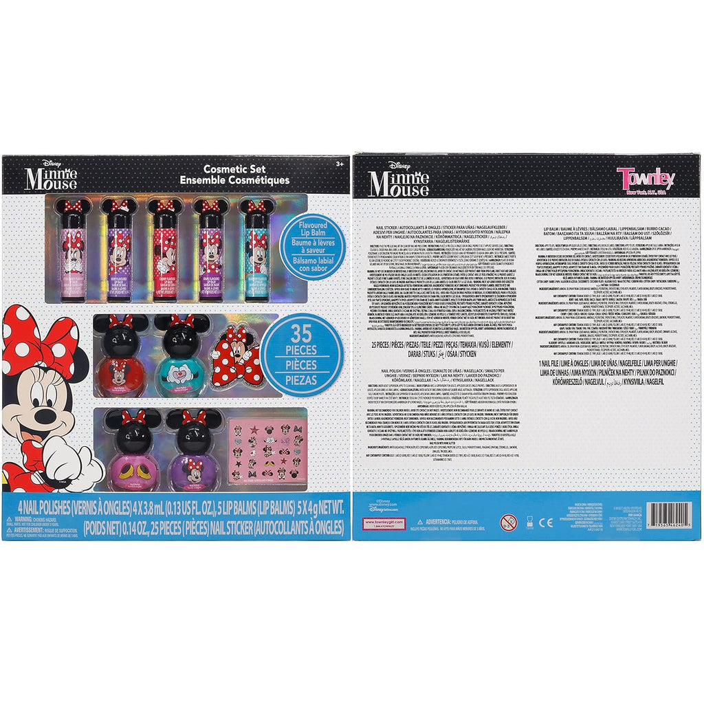 "Sparkle and Shine with the Townley Girl Disney Minnie Mouse Cosmetic Set - Perfect for Parties, Sleepovers, and Makeovers! 35-Piece Set with Lip Balm, Nail Polish, and Nail Stickers. The Ultimate Birthday Gift for Girls 3 Years and Up!"