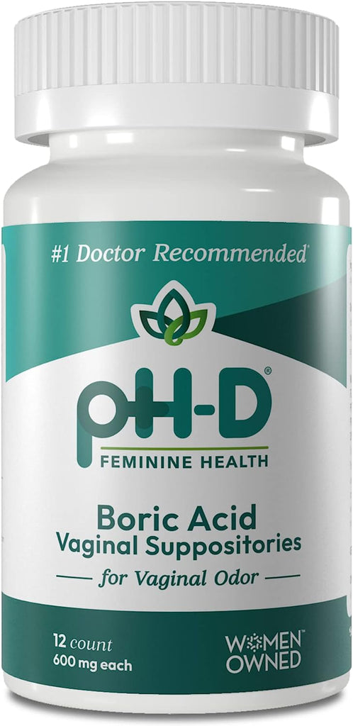 Ph-D Feminine Health - 600 Mg Boric Acid Suppositories - Woman Owned - for Vaginal Odor Use - 24 Count