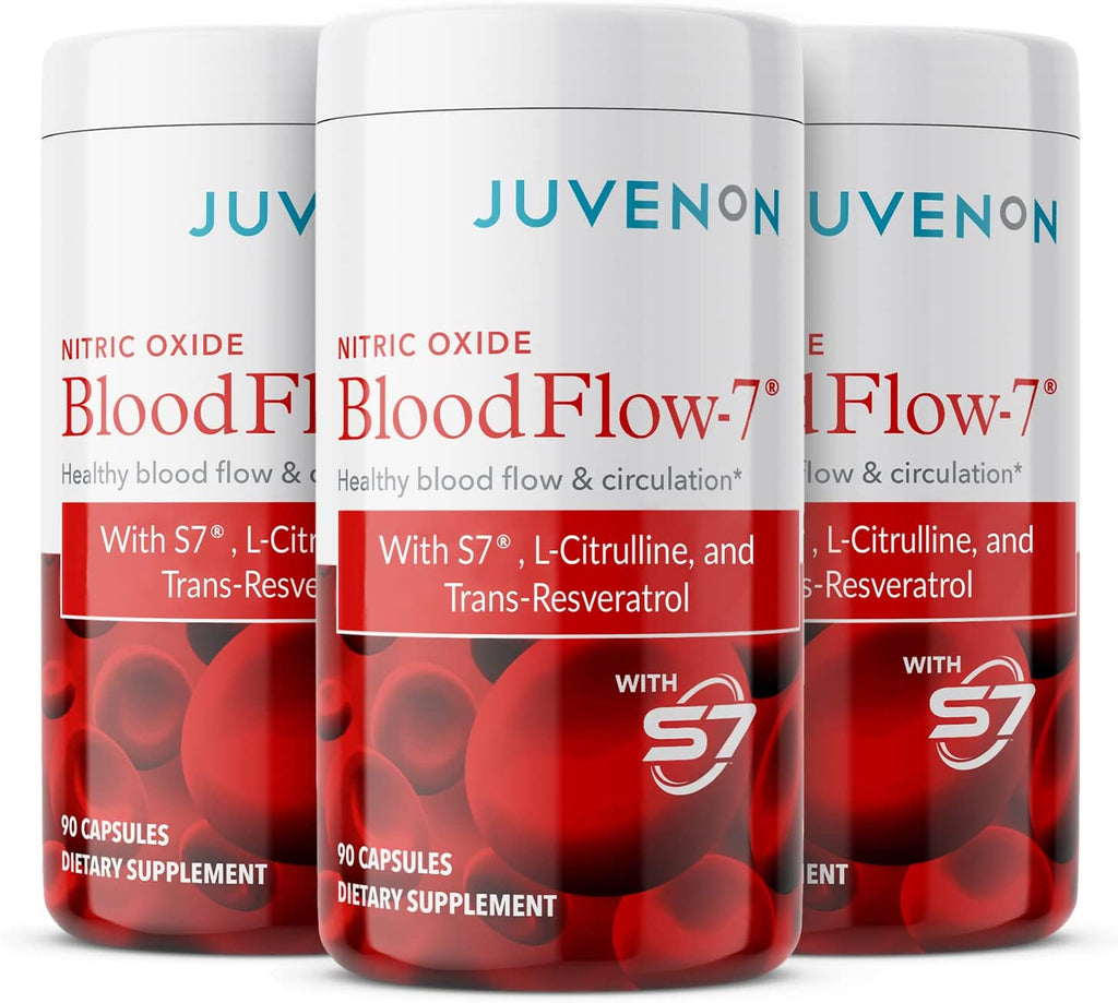 Juvenon Bloodflow-7 Blood Circulation Supplement Butch Booster Beetrootnitric Oxide Booster Varicose Vein Optimizer Blood Pressure and Cholesterol Support Healthy Legs and Feet 90 Capsules