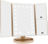 "Illuminate Your Beauty with the Flymiro Rose Gold Tri-Fold Vanity Makeup Mirror - 3X/2X Magnification, 21 LED Lights, Touch Screen, 180 Degree Rotation - Perfect for Countertop and Travel"