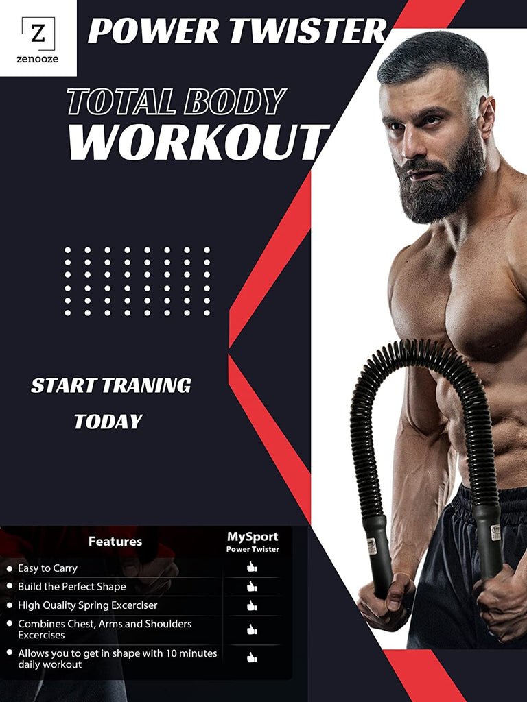 Zenooze'S Power Twister Flex Bar, the Ultimate Upper Body Exercise Equipment for Strengthening Your Chest Workout, Shoulders,Biceps, Arms, Forearm Strengthener, Resorte Para Hacer Ejercicio