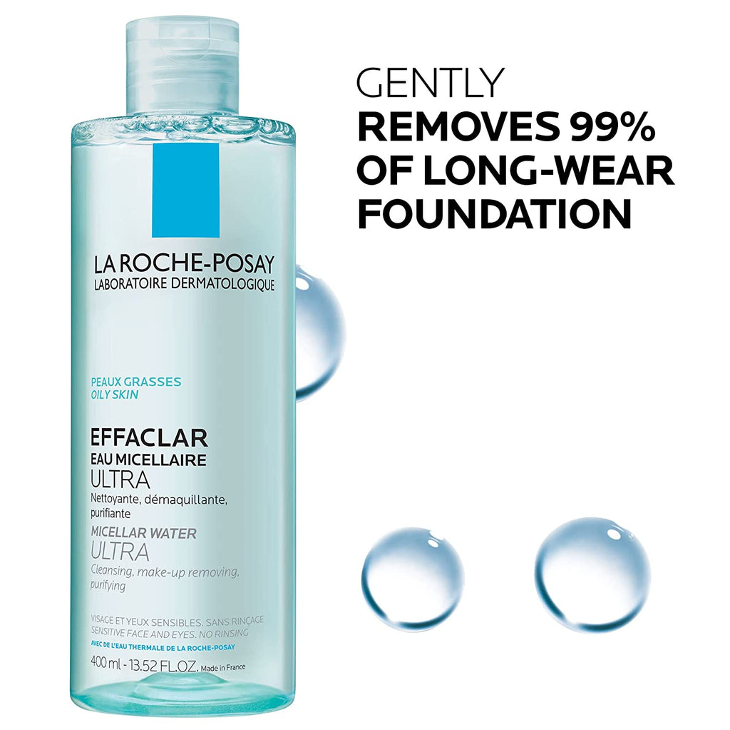 La Roche-Posay Effaclar Micellar Cleansing Water Toner for Oily Skin, Oil Free Makeup Remover, Safe for Sensitive Skin with Thermal Spring Water, 13.52 Fl Oz (Pack of 1) - Free & Fast Delivery