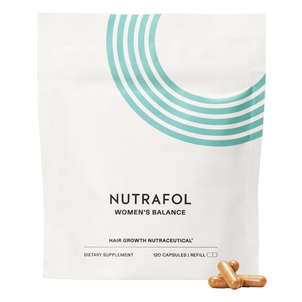"Revitalize Your Hair: Nutrafol Women's Balance Hair Growth Supplements - Clinically Proven for Thicker Hair and Scalp Coverage, Ideal for Women 45 and Up - Dermatologist Recommended - 1 Month Supply Refill Pouch"