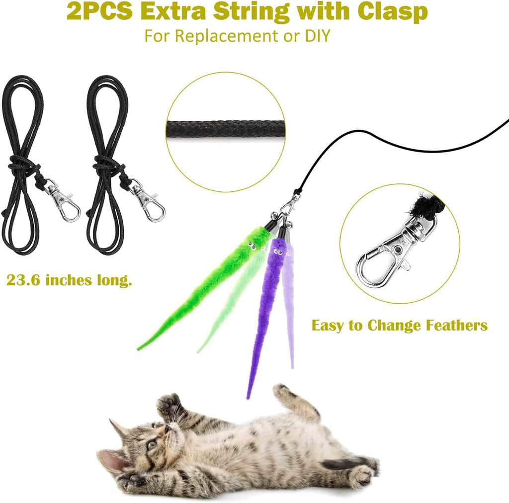 Cat Toys for Indoor Cats, Interactive Cat Toy ,Funny Kitten Toys Cat  Fishing Pole Toy for Bored Indoor Cats Chase and Exercise