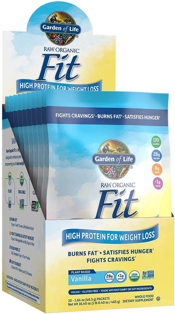 Garden of Life Raw Organic Fit Vegan Protein Powder Vanilla, 28G Plant Based Protein for Weight Loss, Pea Protein, Fiber, Probiotics, Dairy Free Nutritional Shake for Women and Men, 20 Servings - Free & Fast Delivery