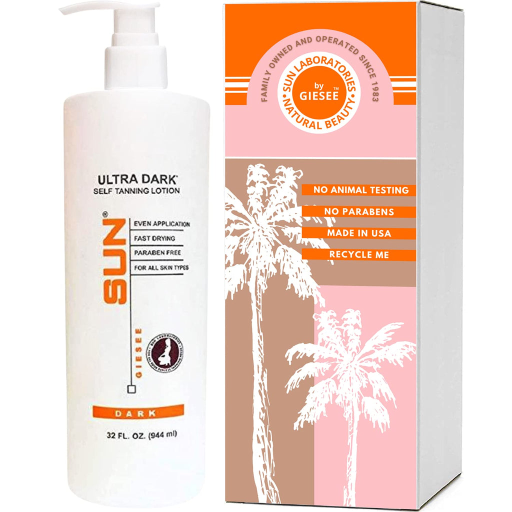 Sun Laboratories Ultra Dark Self-Tanning Lotion for Body and Face - Sunless Tan Golden Glow - Dark - 8 Fl Oz Bottle