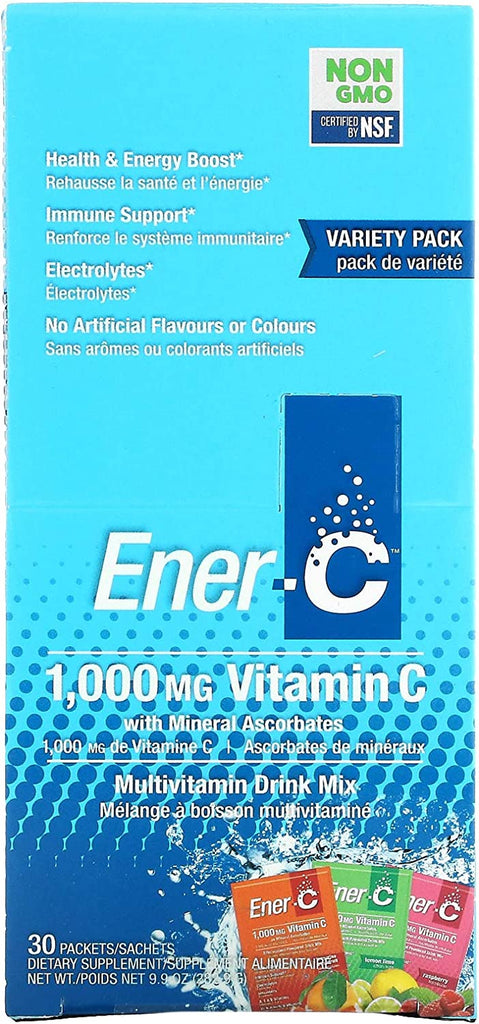 Ener-C Orange Multivitamin Drink Mix, 1000Mg Vitamin C, Non-Gmo, Vegan, Real Fruit Juice Powders, Natural Immunity Support, Electrolytes, Gluten Free, 30 Count (Pack of 1) - Free & Fast Delivery - Free & Fast Delivery