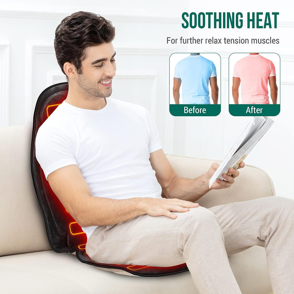 "Ultimate Comfort and Relaxation: Snailax Memory Foam Back Massage Seat Cushion with 5 Massage Modes, 2 Heat Settings - Perfect for Office Chair and Home Use"