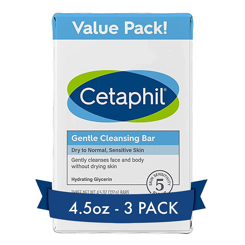 CETAPHIL Gentle Cleansing Bar, 4.5 Oz , Nourishing Cleansing Bar for Dry, Sensitive Skin, Non-Comedogenic, Non-Irritating for Sensitive Skin - Free & Fast Delivery