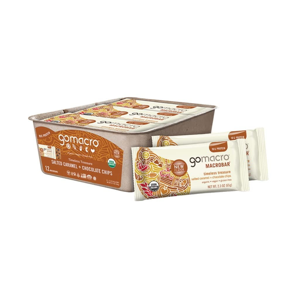Gomacro Macrobar Organic Vegan Protein Bars - Oatmeal Chocolate Chip (2.3 Ounce Bars, 12 Count)