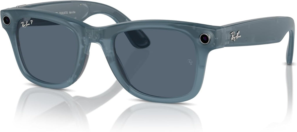 Ray-Ban Meta - Headliner (Standard) Smart Glasses - Shiny Caramel Transparent, Teal Blue