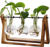"Vintage Plant Terrarium Set with Swivel Holder - Stylish Air Planter Bulb Glass Vase on Wooden Stand for Home, Garden, and Office Decoration - Includes 3 Bulb Vases"