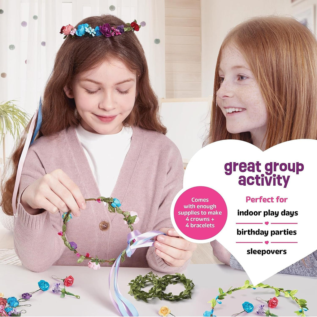 "Magical Blooms: Create Your Own Flower Crowns & Bracelets - Perfect Jewelry Making Kit for Creative Girls - DIY Hair Accessories Set - Ideal Arts & Crafts Gift for Girls Ages 6-12 - Craft Maker's Dream - Fun Toys for Ages 6-10"