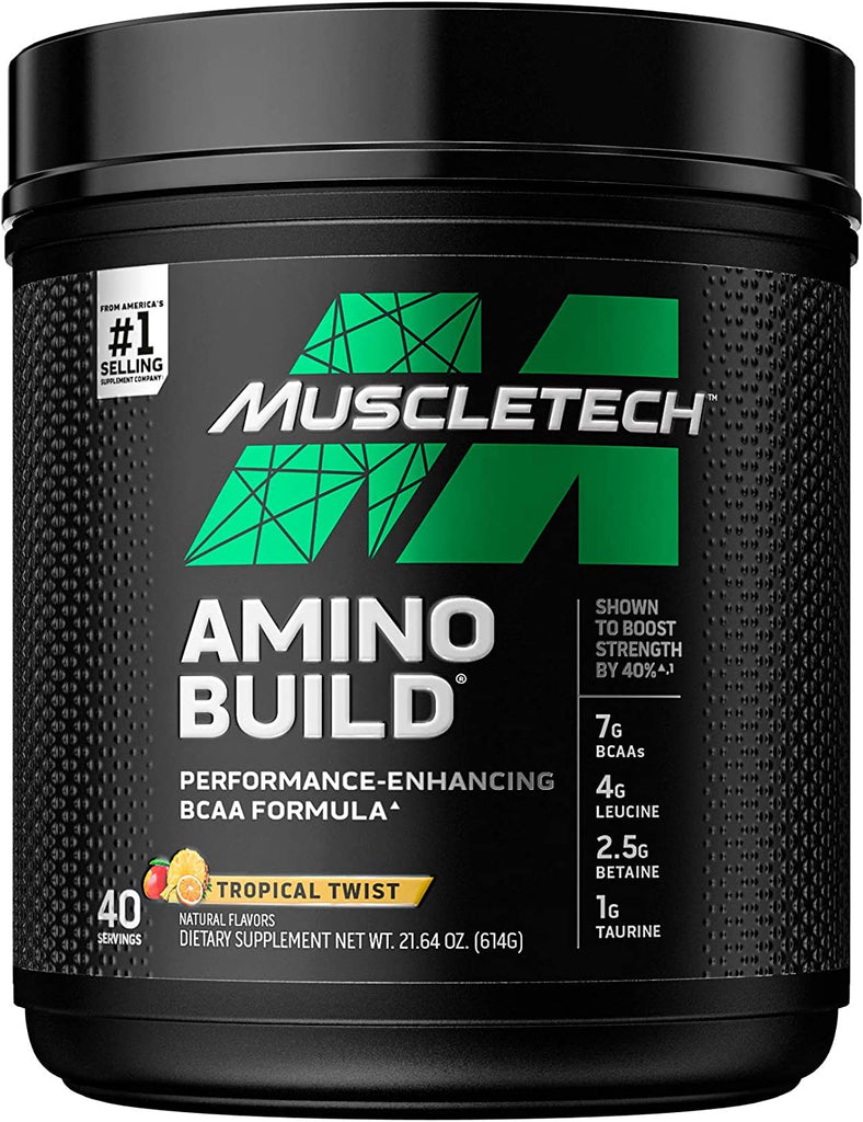 BCAA Amino Acids + Electrolyte Powder | Muscletech Amino Build | 7G of Bcaas + Electrolytes | Support Muscle Recovery, Build Lean Muscle & Boost Endurance | Strawberry Watermelon (40 Servings) - Free & Fast Delivery