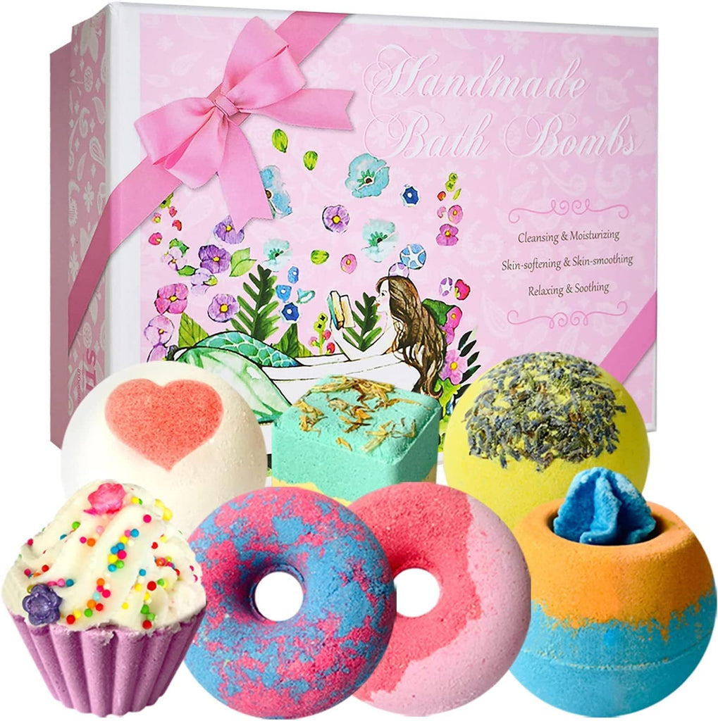 "Ultimate Relaxation: Luxurious 7-Piece Bath Bomb Set, Perfect Gift for Her, Infused with Shea Butter, Ideal for Mom, Girlfriend, or Wife, Ideal for Birthdays, Valentine's Day, Christmas, and Mother's Day"