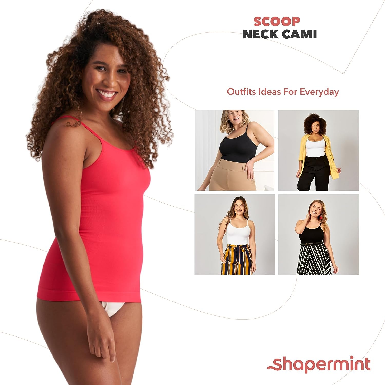 "Flawless Figure: Shape Your Silhouette with SHAPERMINT Womens Scoop Neck Cami - The Ultimate Tummy Control Tank Top for Women"